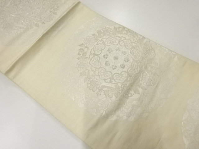 JAPANESE KIMONO / ANTIQUE FUKURO OBI / WOVEN FLOWER CREST